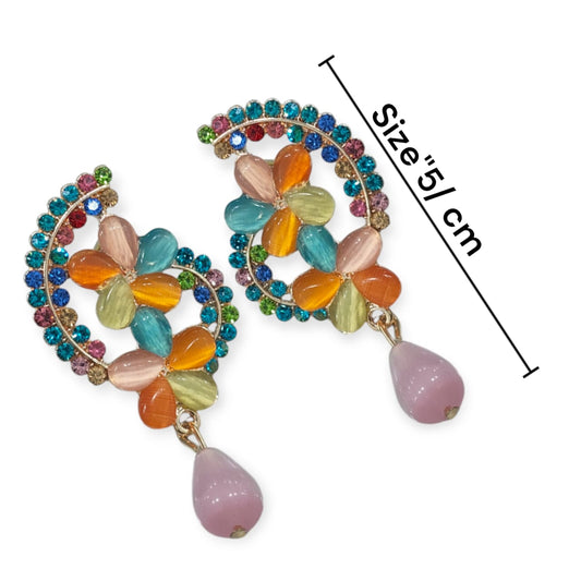 Colorful Floral Crystal Earring