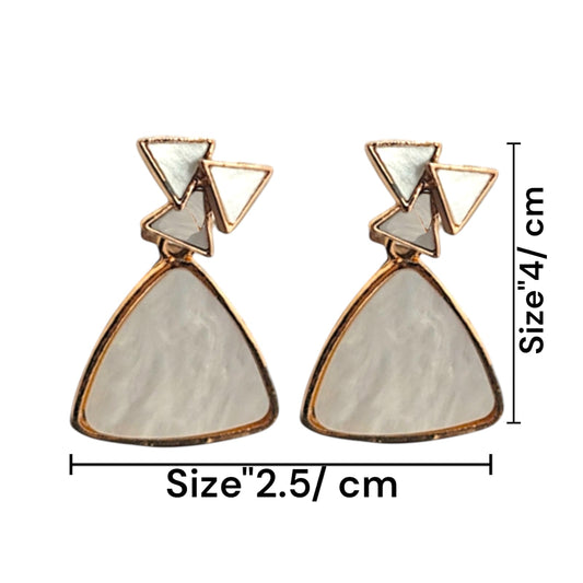 Geometric Drop Earrings โ Triangular Design with Gold Edging