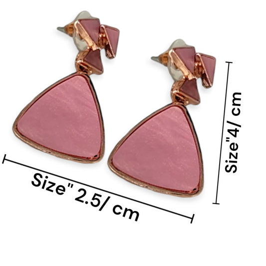 Trendy Pink Geometric Drop Earrings for Women