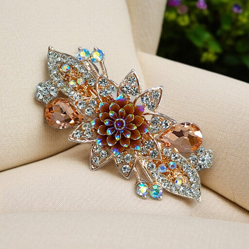 Rhinestone flower hair barrettes