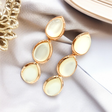 Lustrous Triple Moonstone Earrings