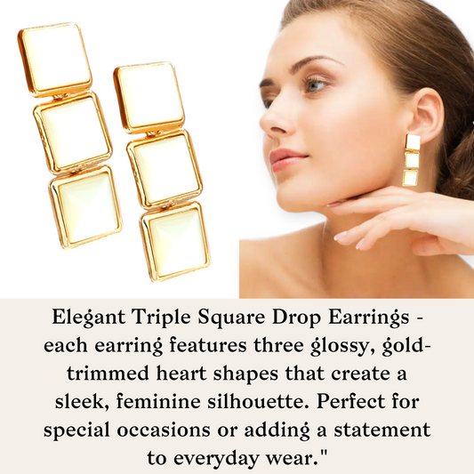 Lustrous Stacked Squares Earring