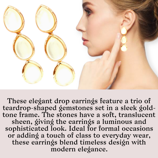 Lustrous Triple Moonstone Earrings