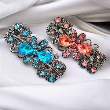 Vintage Jeweled Butterfly Barrette