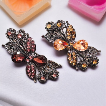 Vintage Jewel Floral Hair Clips