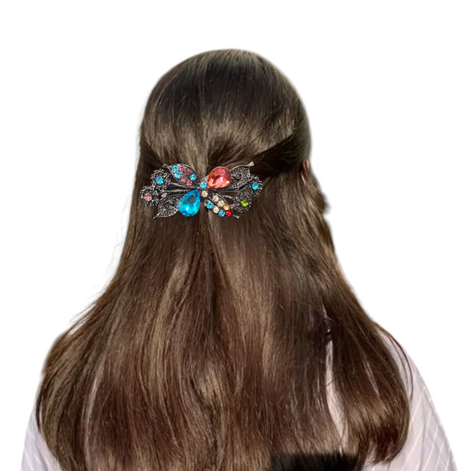 Vintage Glamour Rhinestone Hair Clips Ornate Floral Crystal Hair Barrettes