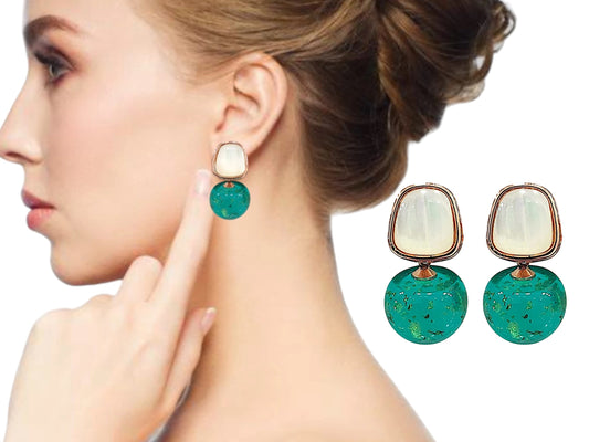 Turquoise Spacer Crystal Earrings