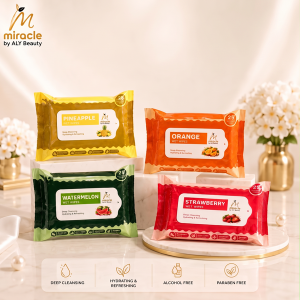 Fruit Wipes by Miracle by ALY Beauty ( Pack Of 4 )