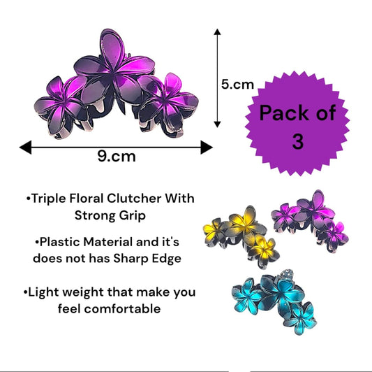 Triple Floral Clawclips