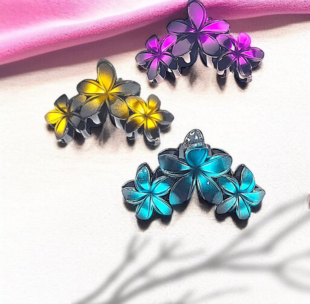 Triple Floral Clawclips