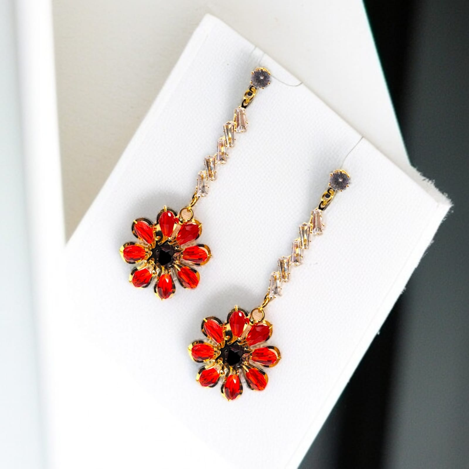 Floral Red Crystal Drop