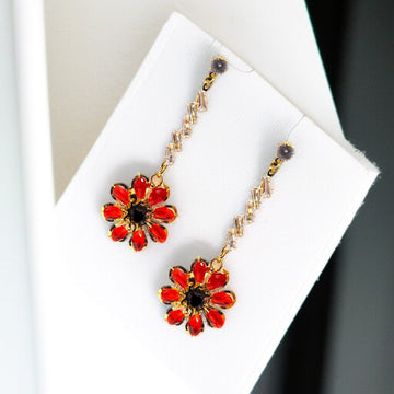 Floral Red Crystal Drop