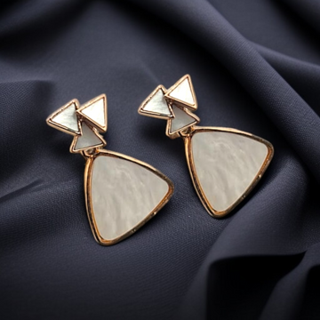 Geometric Drop Earrings – Triangular Design with Gold Edging