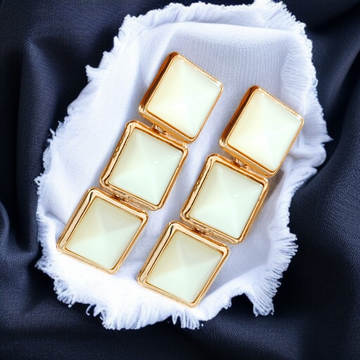 Lustrous Stacked Squares Earring