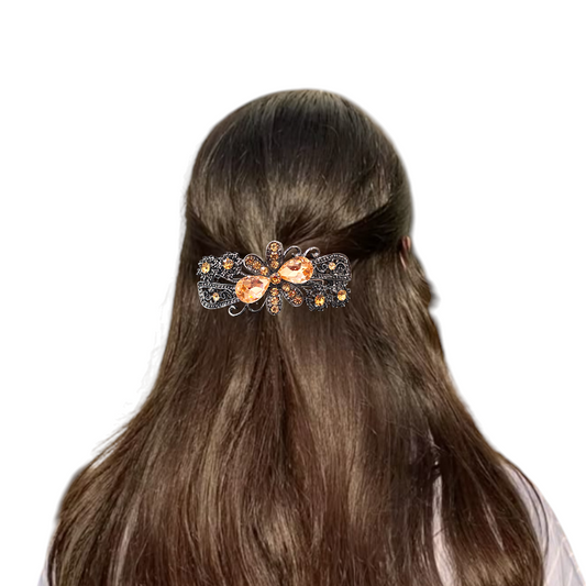 Regal Rhinestone Blossom Clips