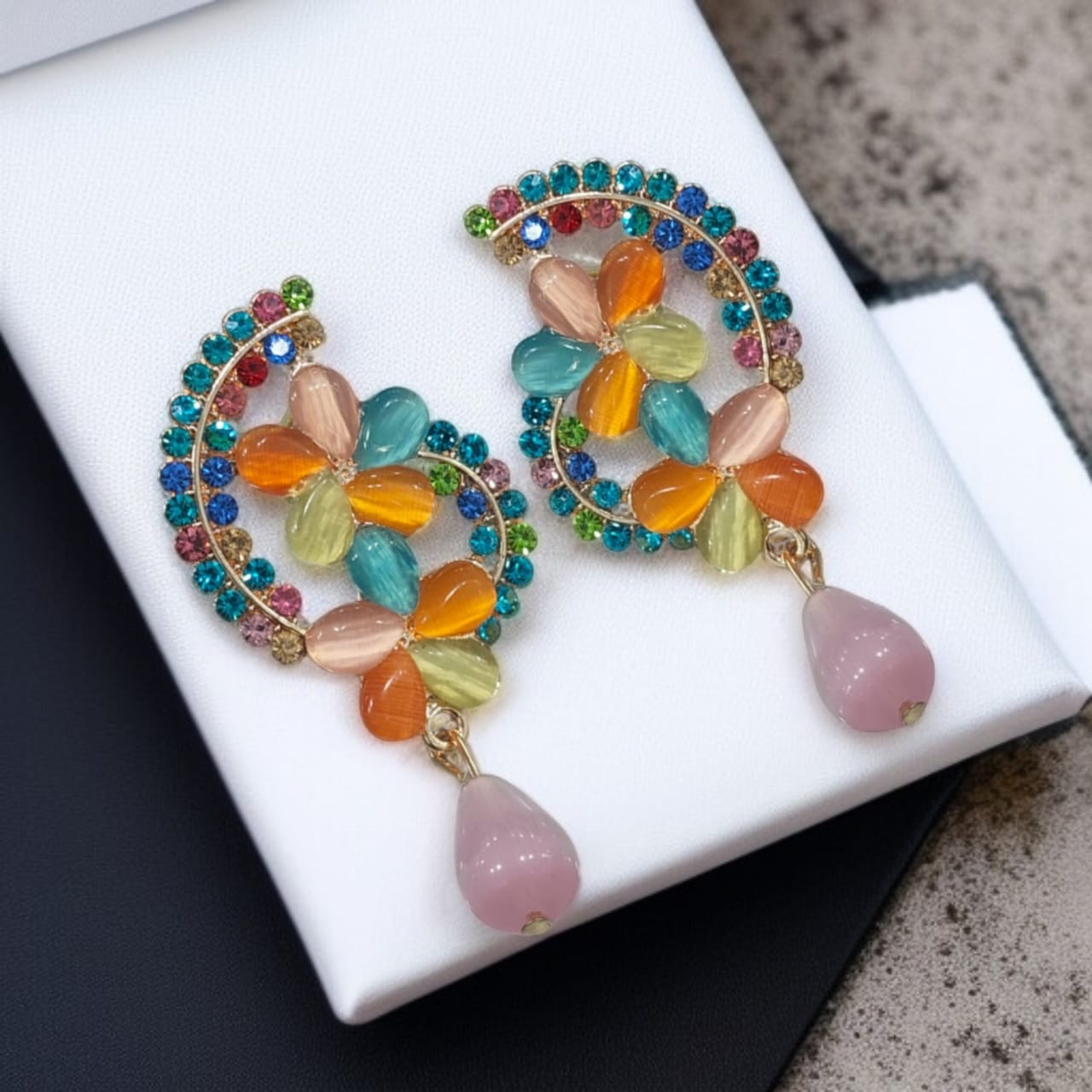 Colorful Floral Crystal Earring