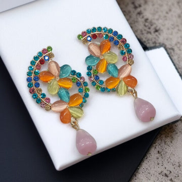 Colorful Floral Crystal Earring
