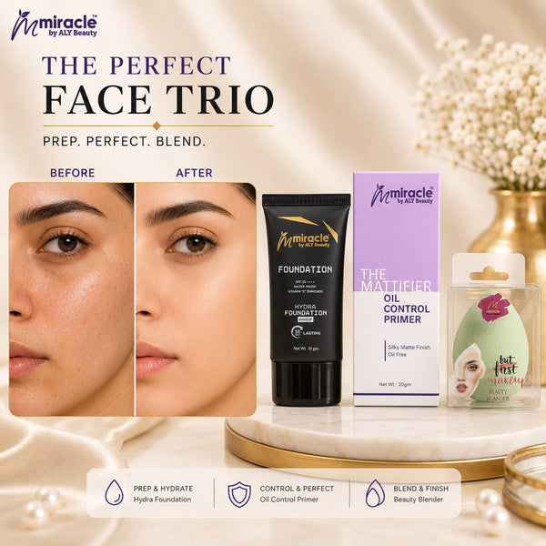 Buy Foundation Get Primer and Blender Free by Miracle by ALY Beauty