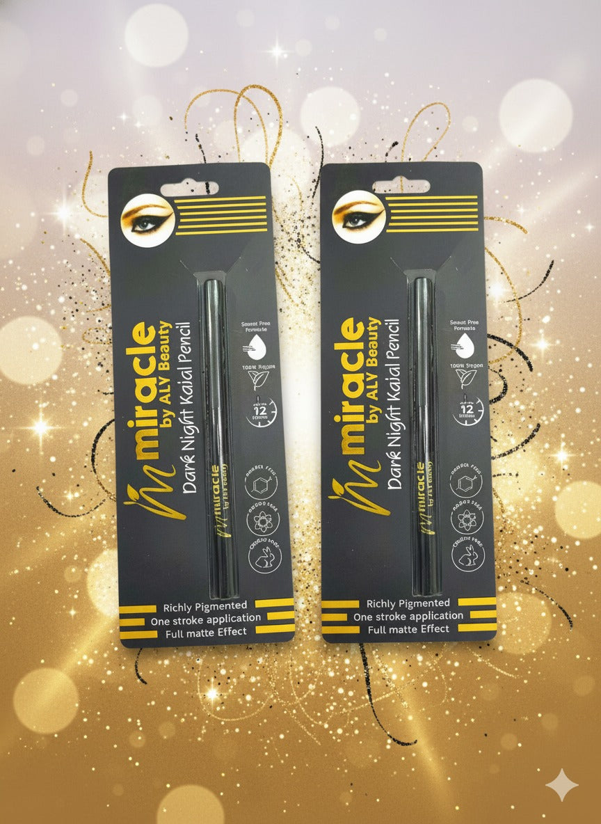 Miracle by ALY Beauty Dark Night Kajal Pencil – Long-Lasting, Smudge-Proof, Highly Pigmented Eye Kajal